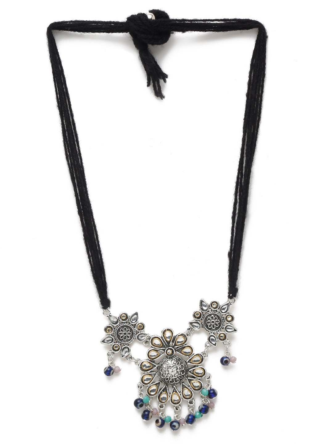 YouBella Jewellery Oxidised Silver Necklace Jewellery Set with Earrings for Girls and Women (Silver) (YBNK_50517)